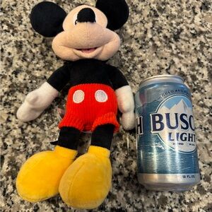 Small Mickey Mouse Plush Toy with Red Shorts and Yellow Shoes